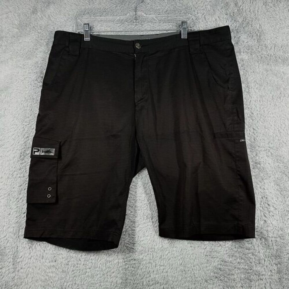 Pelagic Mens's Black Cargo Pocket Shorts Size 40 Logo Casual Fishing